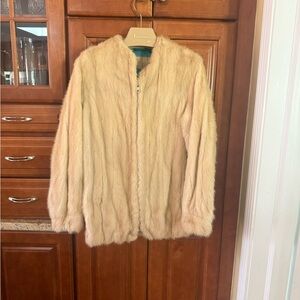 Vintage 1960s Cream Real Mink Fur Jacket Medium Leonard Furs